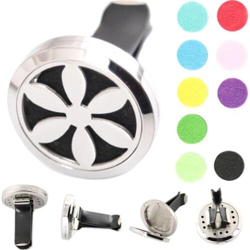 AMYA Jewelry Flower 30mm Diffuser 316 Stainless Steel Car Aroma Locket Essential Oil Car Diffuser Lockets Free Pads