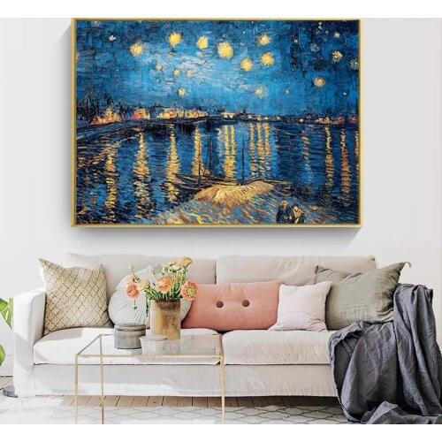 Van Gogh Starry Night Abstract Landscape Wall Art Print Canvas Poster Famous Classic Decorative Picture Modern Living Room Decor