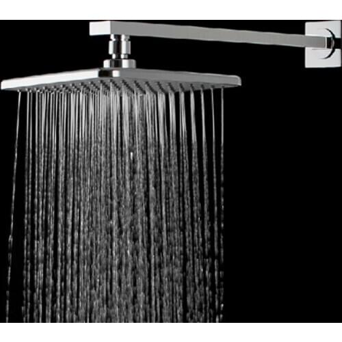 Vidric Modern Wall Mount Chrome Finish 8 inch Shower Faucet Bath Shower Mixer Taps + Brass Shower Arm + ABS Handshower + Mixer V