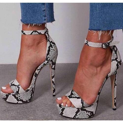 2019 foreign trade new womens shoes Europe and the United States sexy snake pattern super high heel buckle sandals zg328-A1
