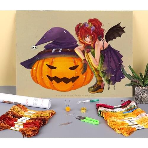 Cartoon Girl Woman Printed Water-Soluble Canvas 11CT Cross-Stitch Embroidery Set DMC Threads Sewing Hobby Craft Design