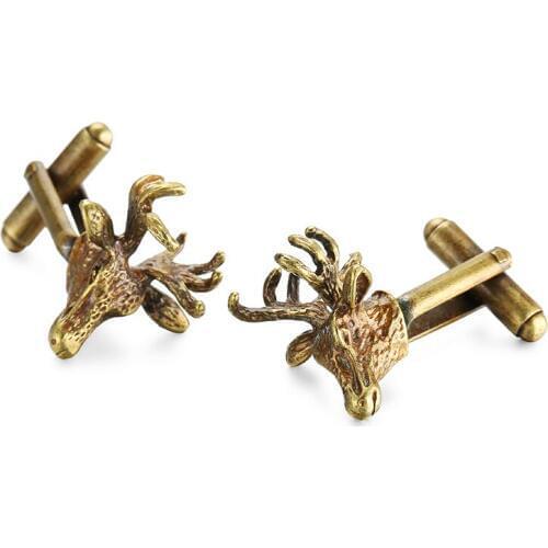 DY new high quality fashion men French shirt Cufflinks Retro style design brass animal deer Cufflinks