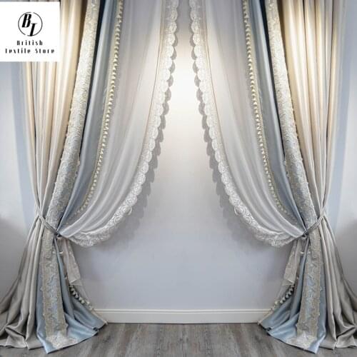 French-style Curtains for Living Dining Room Bedroom High-end Atmospheric Silk Pattern Highprecision Lace Blackout Gauze Curtain