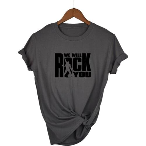 We Will ROCK You Women T Shirt Summer Style Queen Rock Band T-shirt Short Sleeve Cotton Rock Roll Womens Tops