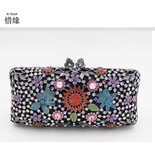 Women Luxury Crystal Evening Clutch Bags Ladies Party Flowers Bag Wedding Clutches