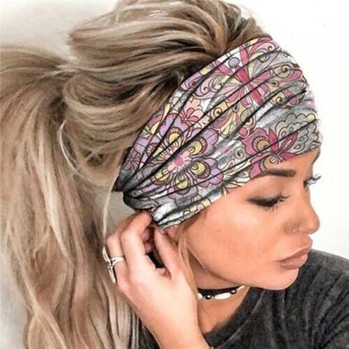 Boho Female Elastic Sports Wide Hair Band Outdoor Running Headscarf Fitness Headband Clothing Accessories Leisure Headband