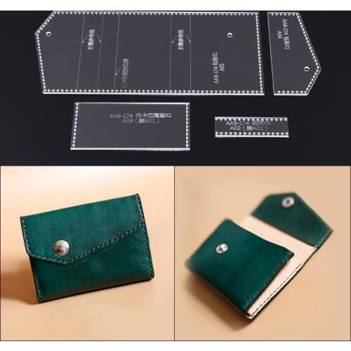 1 Set DIY Creative card package Business card holder wallet Template Clear Acrylic durable Leather Pattern Leathercraft 10*6.5*2