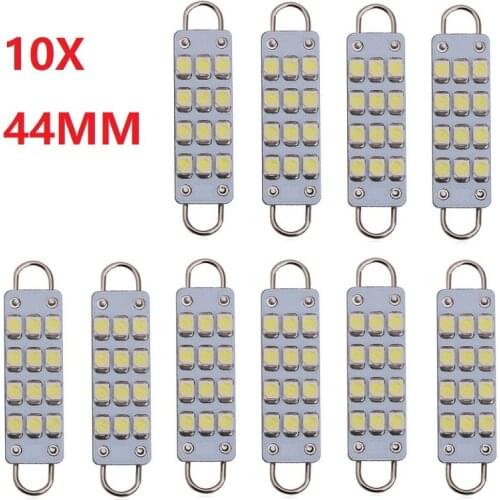 10PCS Festoon C5W Led Rigid Loop 44MM Dome Map Light Car Bulbs 12V DC 1210 561 567 562 License Plate Lamp White Interior