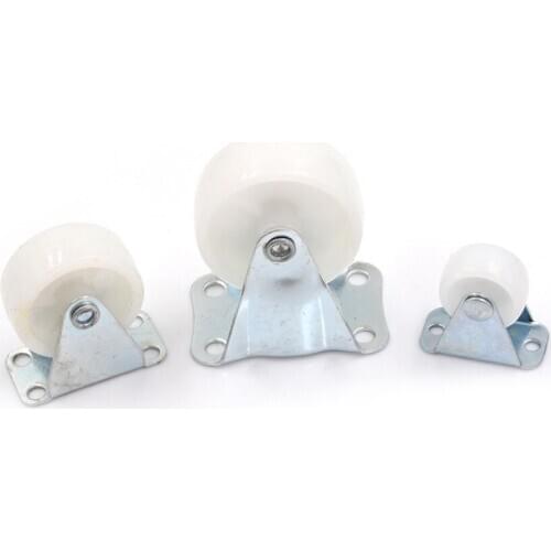 2/4pcs Directional Casters 0.2"/1"/1.5" Wheel Castor White PP Nylon Dual Roller Wheel For Platform Trolley Chair Swivel Casters