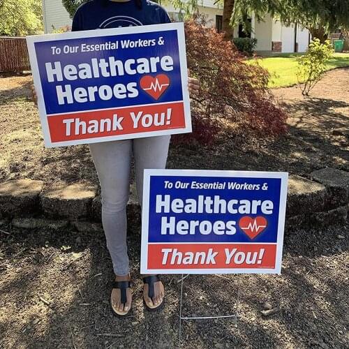 2Pcs Thank You Healthcare Workers Heroes Yard Garden Sign Sticker Decoration Home Decoration