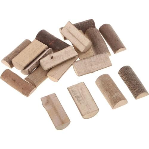 20 Pieces Half Round Rustic Styled Mini Natural Pine Wood Sticks Pieces for DIY