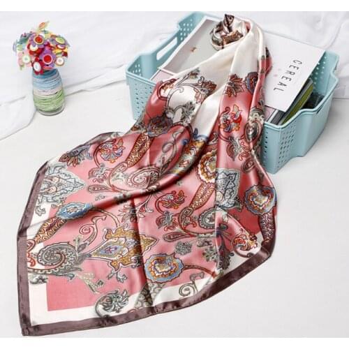 90*90cm Silk Cashew flower Scarves Women Foulard Square Hijab Scarf Ladies Satiny Shawl wrap muffler pareo female hijab poncho