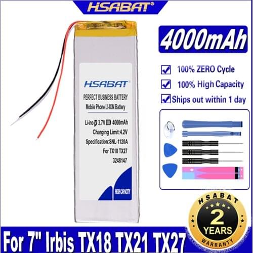 HSABAT 3248147 4000mAh Battery for 7" Irbis TX18 TX21 TX27 TX69 TX71 TX77 TX50 TX55 3G DIGMA Optima 7.5 3G Batteries