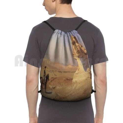 Bonaparte Before The Sphinx-Jean Leon Gerome Backpack Drawstring Bags Gym Bag Waterproof Bonaparte Before The Sphinx