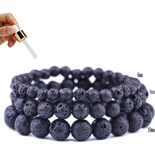 6mm 8mm 10mm Black Lava Stone Bead Bracelet Diy Aromatherapy Essential Oil Diffuser Bracelet For Men Women jewelry