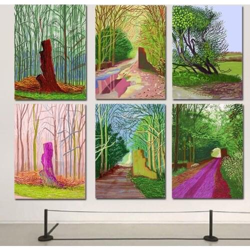 David Hockney Winter Trees Canvas painting Modern Pictures Canvas Print Poster For Living Room Wall Abstract Art Decoration