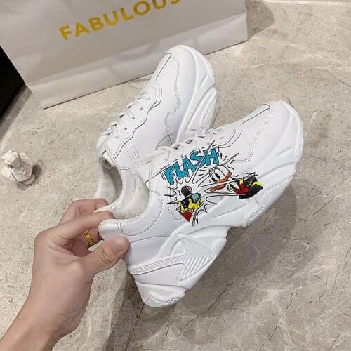 Disney old shoes womens 2021 spring and autumn new parent-child shoes sports thick-soled casual lace-up flat shoes