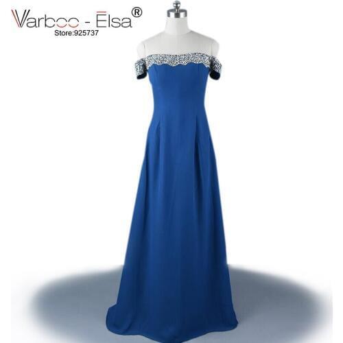 Long Chiffon Evening Dress Navy Blue Sexy High Neck See Through Beaded Prom Dresses A-Line Floor-Length Evening Dress 2018