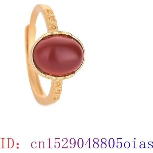 Red Jade Ring Fashion Zircon Crystal Amulet Jewelry Chalcedony Women 925 Silver Natural Charm Gemstone Gifts
