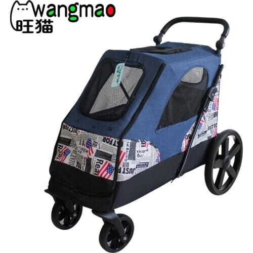 Large pet stroller Large dog dog stroller folding large space load-bearing 55KG for traveling