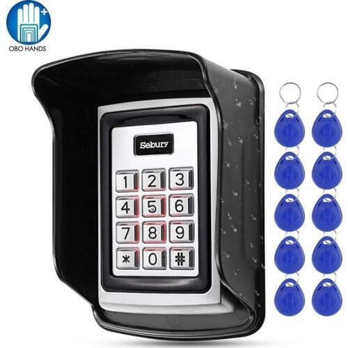OBO Hands RFID Access Control Keypad Programming Controller Metal Waterproof Keyboard with 125KHz Keyfobs Tags for Door Lock Use