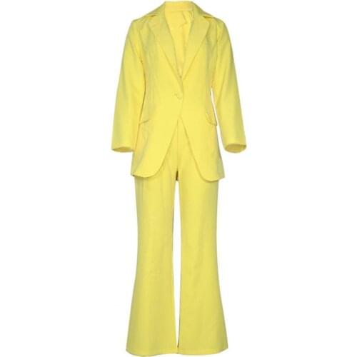 Women Blazer Pants Set 1 Set Solid Color Long Sleeve Two-piece Lapel Buttons Office Lady Suits for Wedding костюм женский