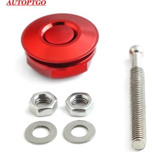 Red M32 Push Button Quik Latch Mini Quick Latch Release Fastener For Auto Car Truck Suv Bumper Hood Lock Pin Clip 54mm Screws