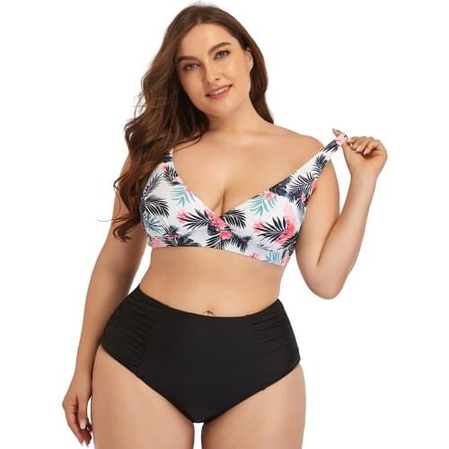 Summer Womens Large Size bra Bikini Split Swimsuit fat girl Sexy fashion Beachwear two Piece briefs swimsuit купальник