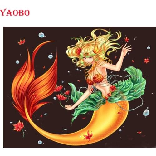 Cartoon Beautiful Mermaid Diamond Painting Full Square Round 5D DIY Diamond Embroidery Rhinestone Mosaic Cross Stitch Needlework