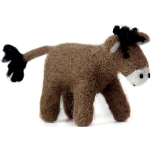 Horse Needle Felting Kit for Beginner 10cm Length Handmade Wool Felt Needlework Felt Craft Kits DIY Set English Instruction