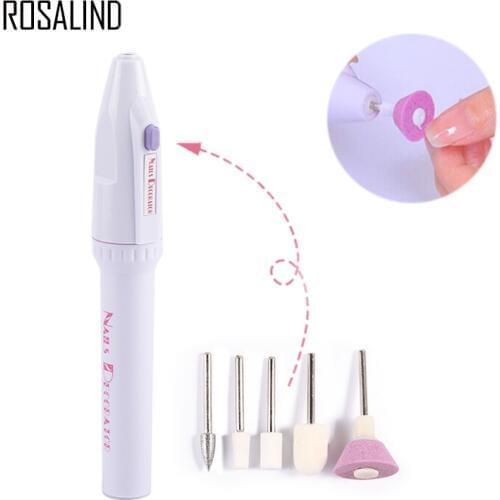 ROSALIND 5 In 1 Electric Polisher Set For Manicure Nail File Drill Salon Pen Shape Pedicure Tool Nail Art Combination Design