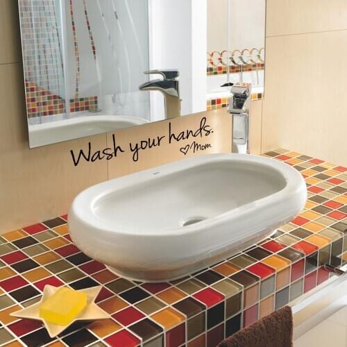 Bathroom Wall Sticker Wash Your Hands Printing Wallpaper Home Decor Wall Sticker Decal Bedroom Vinyl Art Mural Text Decoration