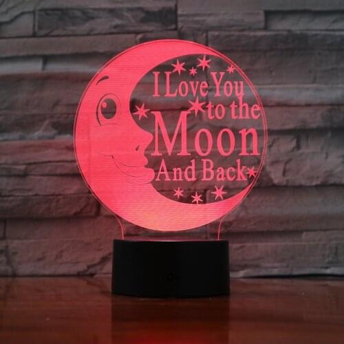 Nighdn 3D Lamp Romantic Love Creative Moon Acrylic LED Night Light Decorative Table Lamp Valentines Day Sweetheart Wifes Gift