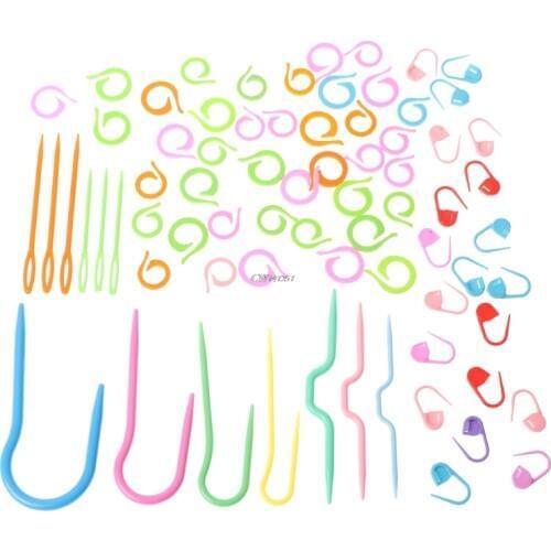 OOTDTY 53 pcs Plastic Crochet Hook Knit Yarn Weave Knitting Needle Clip Marker Tool Set