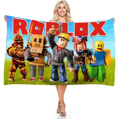 Roblox Bath Towel for Bathroom Polyester Beach Blanket Sand Free Cute Doll Pattern Travel Outside Game Towel