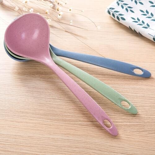 Wheat Straw Soup Spoon Long Handle Home Meal Dinner Scoops High Temperature Resistant Tableware Spoon Kitchen Cooking Supplies