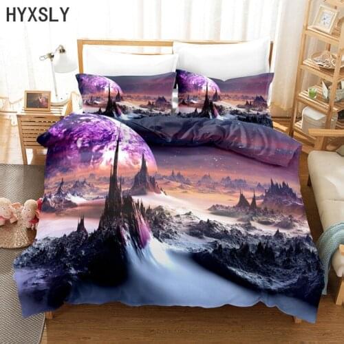 Luxury Planet Star Bedding Set Super King Duvet Cover Sets 2/3pcs Outer Space Single Double Queen Size Soft Comforter Customized