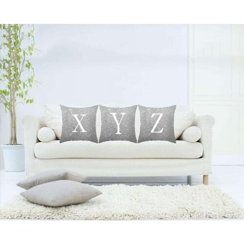 Silver Letter Pillowcase Car Sofa Cushion Covers Hot Selling Household Pillow Case 45X45cm Soft Peach Skin Throw Pillow Covers