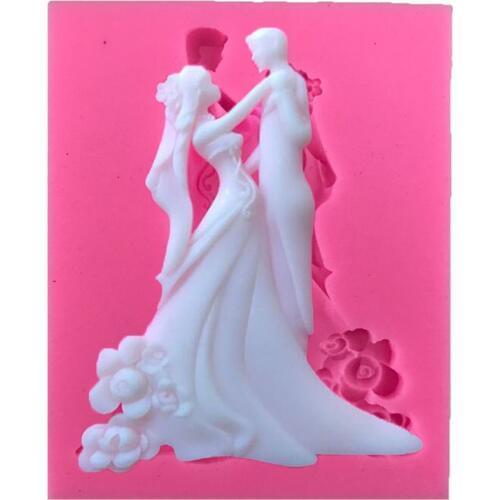 1 Piece Bride And Groom Shape Silicone Mold Sugar Fondant Mold Cake Decoration DIY Baking Tools X189