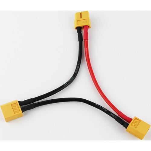 5pcs/Lot XT60 Series Connection Cable 1 Male & 2 Female Plug XT60 14AWG RC Model DIY Accessory Lipo Battery Charging Cables
