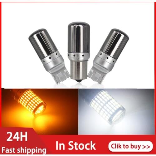 T20 7440 W21W LED Bulbs 3014 144smd Led CanBus No Error 1156 BA15S P21W BAU15S PY21W Led Lamp For Turn Signal Light Goods