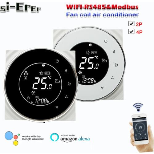 RS485&MODBUS 2P 4P Wifi Thermostat for Fan Coil Unit,Works with Alexa Google Home
