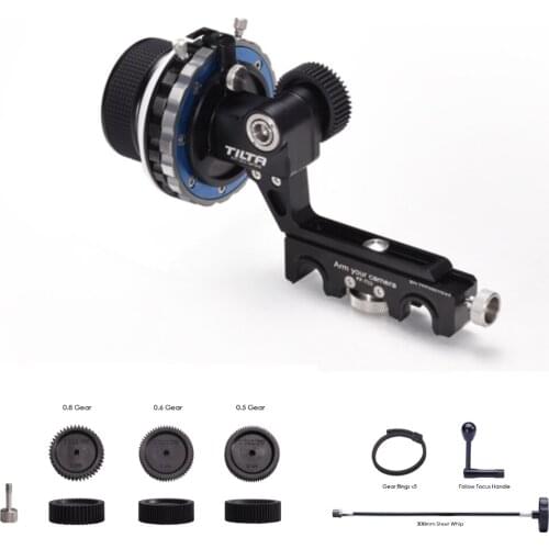 Tilta FF-T03 DSLR Damped Follow Focus Kit A/B Hard stop 15mm/19mm Rod clamp + Crank handle + 40mm whip for 5D2/5D3 HDV