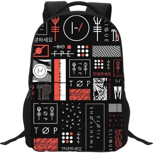 VEEVANV Fashion Cartoon Boys Laptop Shoulder Bags Twenty One Pilots Printing Backpacks School Bookbag for Teenagers Boys Mochila