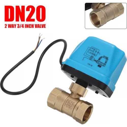 1pc Brass Electrical Ball Valve G3/4" DN20 3/4 Inch Two Ways 220V Control Motorized Electrical Ball Valves G Pipe Thread