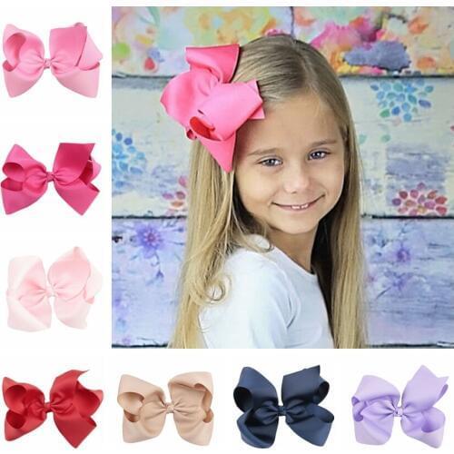 Yundfly 20pcs/lot 6 Inch Big Ribbon Bow Hairpin Baby Girls Bow Clips Kid Hair Clip Boutique Hair Accessories(Color:20 Colors)
