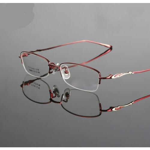 Viodream 100% pure Titanium Eyewear oculos de grau half Frames Eye Glasses Frame Optical Glasses Frames for Women TG8849