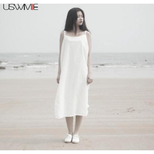 Elegant Dress Summer Literature Sling Spaghetti Strap Solid Color Vest Vestidos Strapless Shoulder Long Section Plus Size Dress