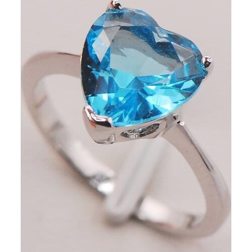Blue Crystal Zircon Women 925 Sterling Silver Ring F768 Size 5 6 7 8 9