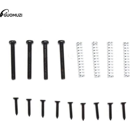 12Pcs Guitar Humbucker Pickup Ring+Mounting Screws Set Kits Height Screw W/Spring Black Easy Install Accessories